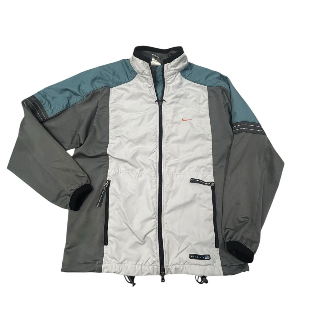 Nike Fit Vintage Women’s 90s Gray and Teal Colorblock Jacket Track Jacket S 4-8‎